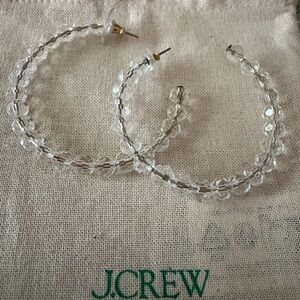 J. Crew Sparkling Crystal Hoop Earrings - Clear